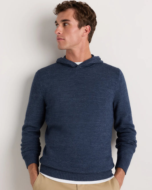 Alpaca-Wool Hooded Sweater - S / Heather Navy