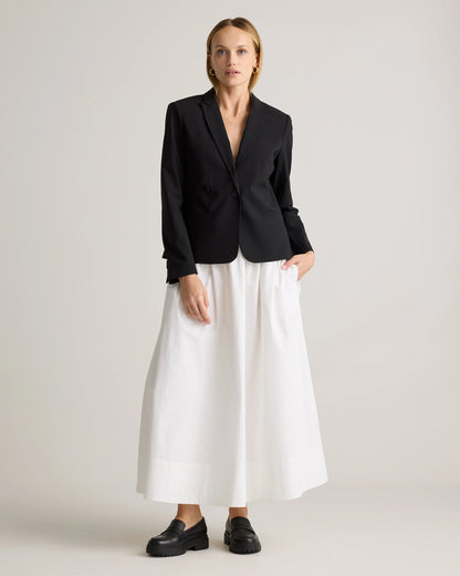 100% Organic Cotton Poplin A-line Maxi Skirt - XS / Classic White