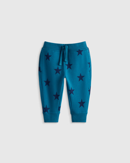 Organic Cotton French Terry Joggers - 3-6M / Blue Stars