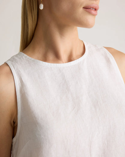 100% European Linen Cropped Tank - XS / Taupe Brown Gingham