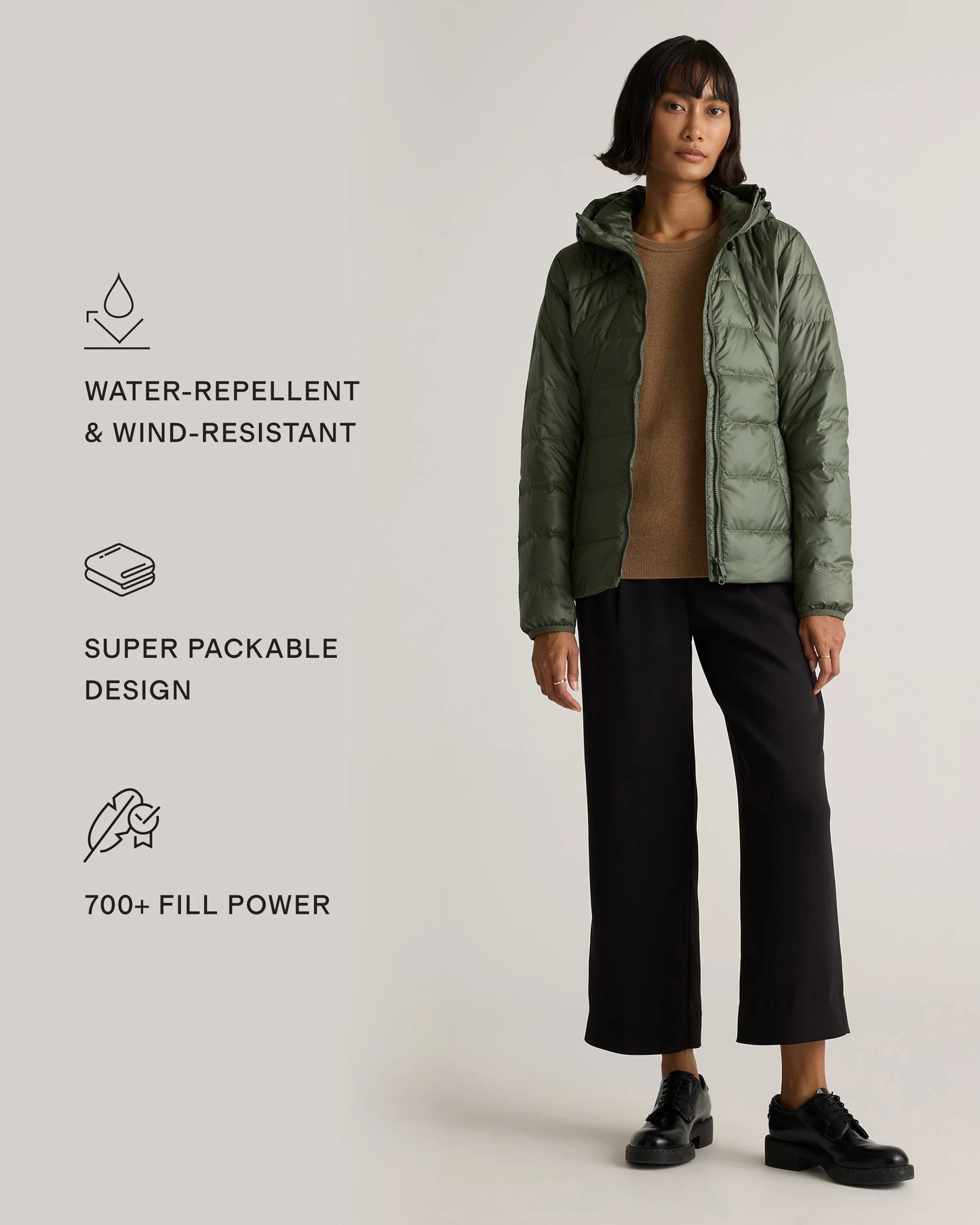 Lightweight Down Packable Puffer Hooded Jacket - XS / Navy
