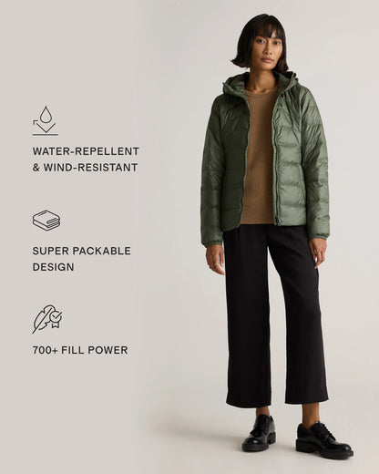 Lightweight Down Packable Puffer Hooded Jacket - XS / Navy