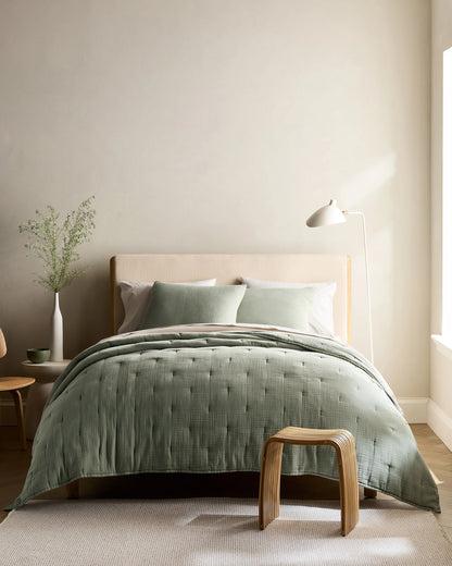 Organic Cotton Gauze Dream Quilt Set - Twin / Dried Sage