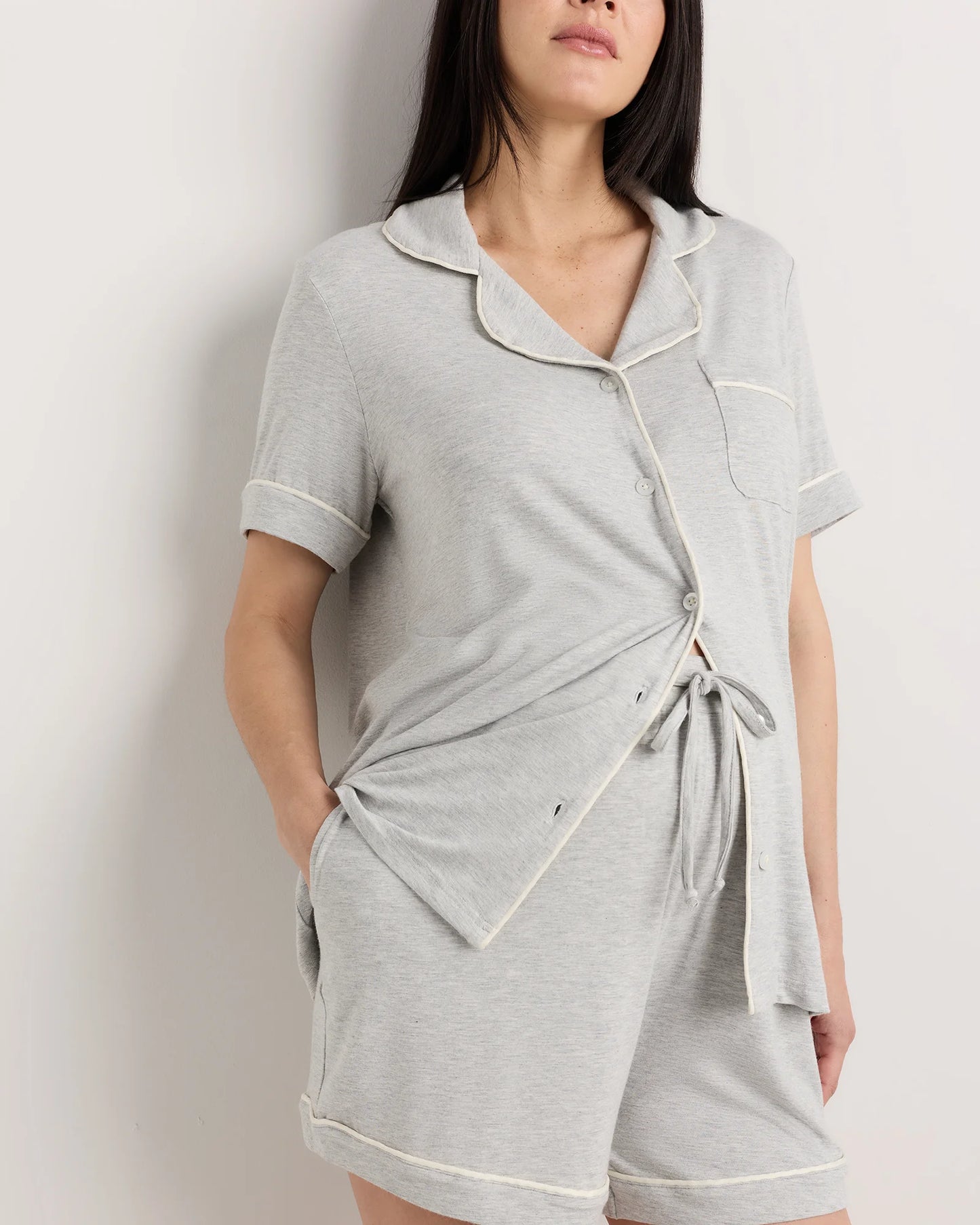 Bamboo Jersey Maternity Short Sleeve Pajama Set - XS / Wine Tasting Red