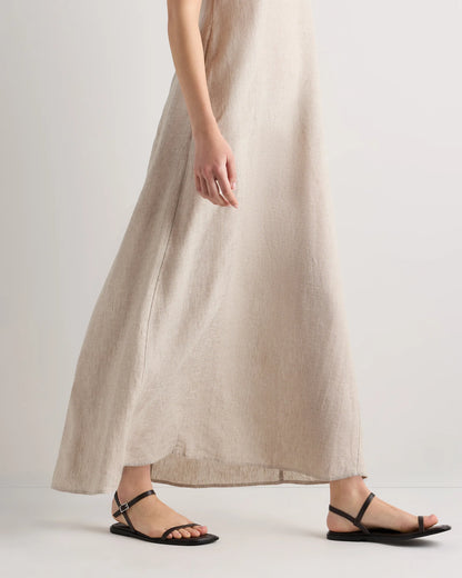 100% European Linen Strapless Maxi Dress - XS / Brick Red Heirloom Floral