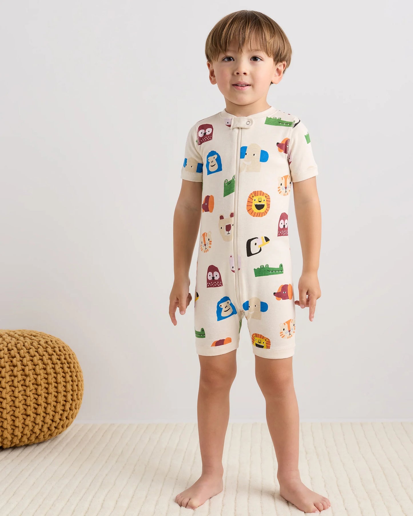 100% Organic Cotton Shortie Onesie Pajama - 2T / Navy Stripe