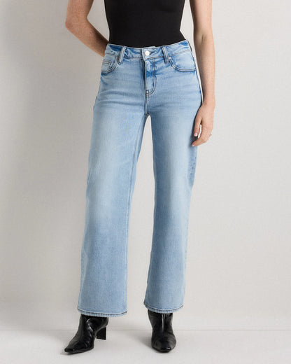 Luna Stretch Relaxed Straight Jeans - 24 / Cool Blue