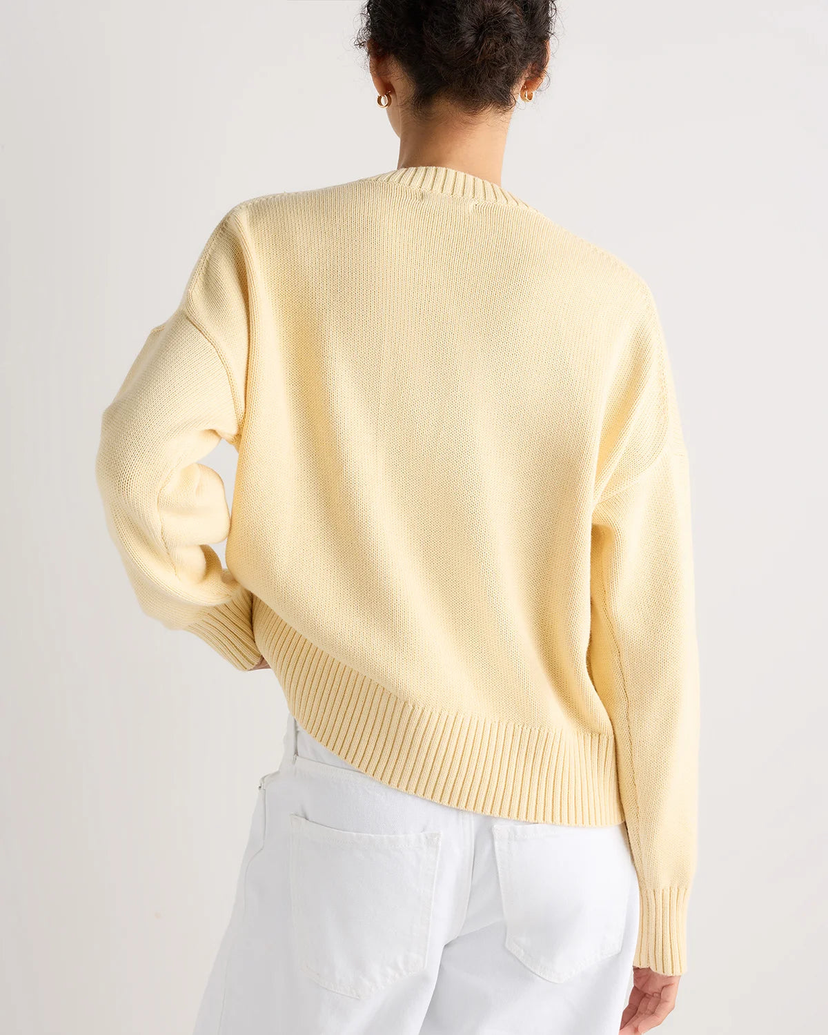 100% Organic Cotton Boyfriend Crew Sweater - XS / Buerre Yellow