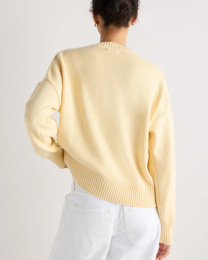 100% Organic Cotton Boyfriend Crew Sweater - XS / Buerre Yellow