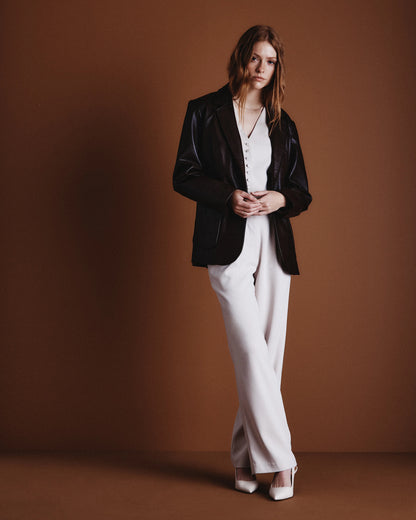 100% Leather Blazer - XS / Rich Brown