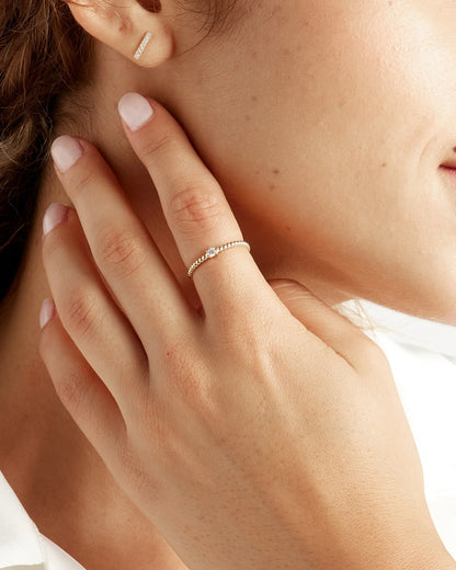 14K Gold Diamond Beaded Ring - 4 / Yellow Gold