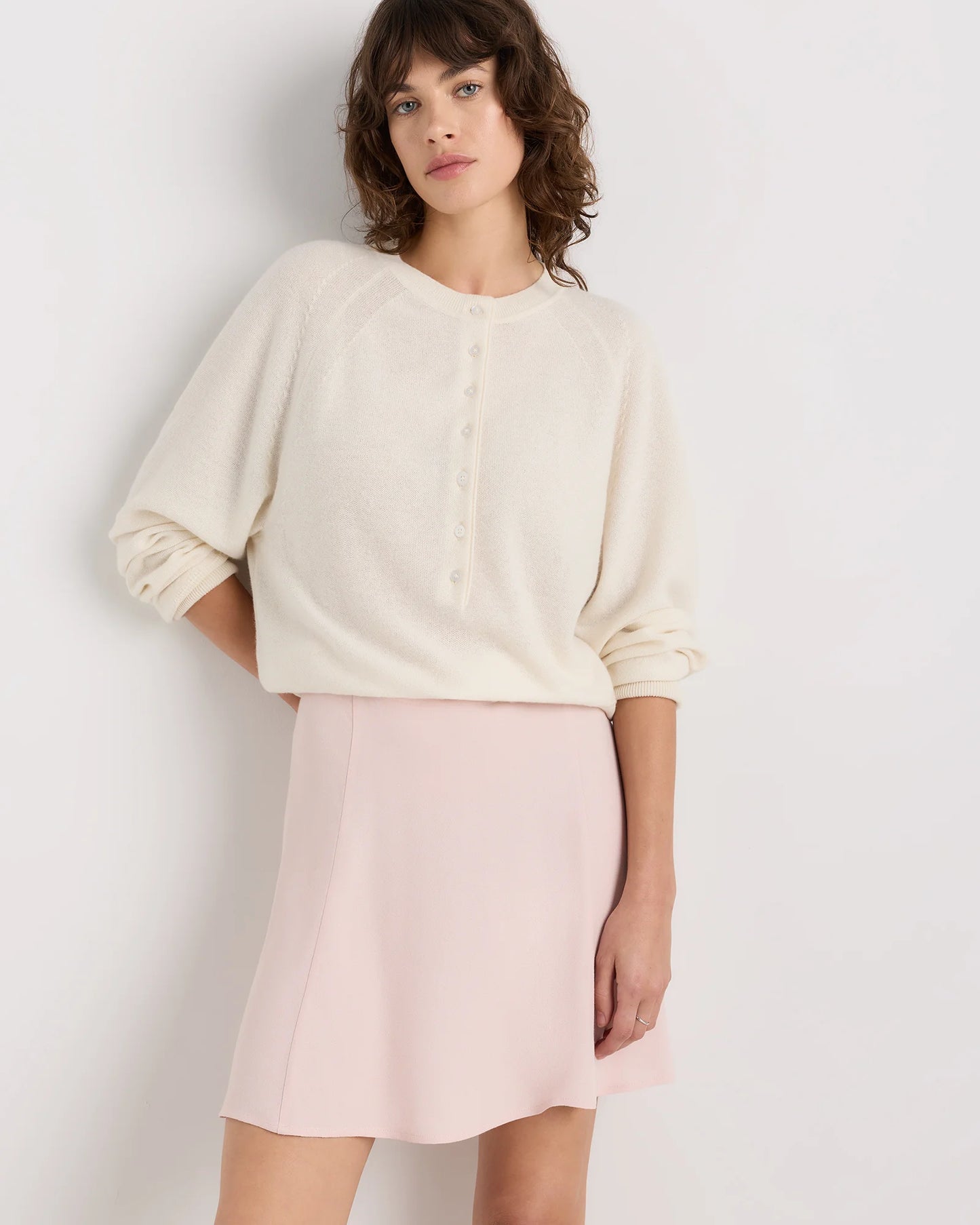 Lightweight Crepe A-Line Mini Skirt - XS / Moonstone Blue