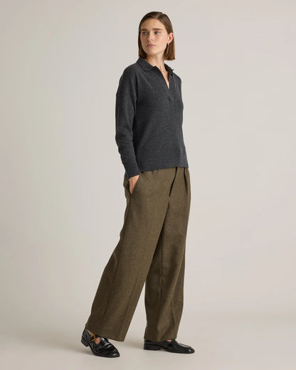 Mongolian Cashmere Polo Sweater - XS / Pale Custard Yellow