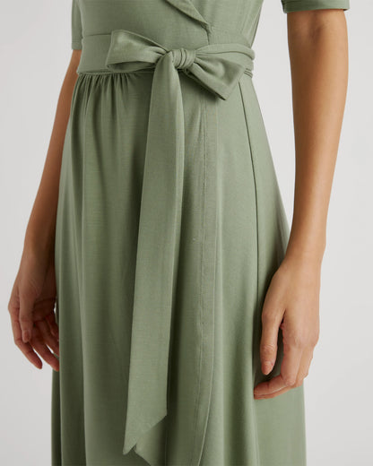 Tencel Jersey Midi Wrap Dress - XS / Brown