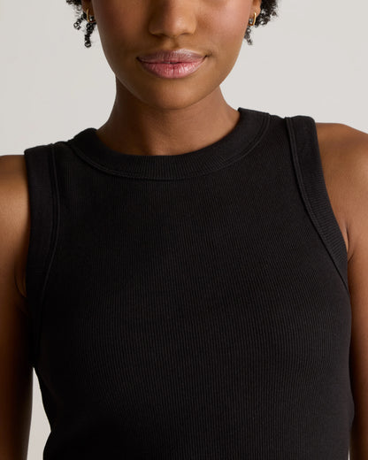 Organic Cotton Micro-Rib Cropped Cutaway Tank - XS / Heather Oatmeal