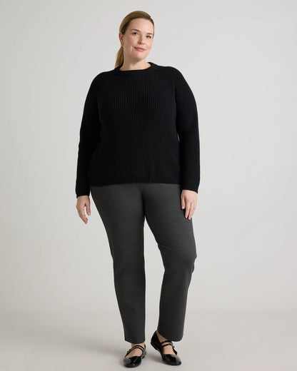 100% Organic Cotton Fisherman Crew Sweater - 1X / Blue Sapphire