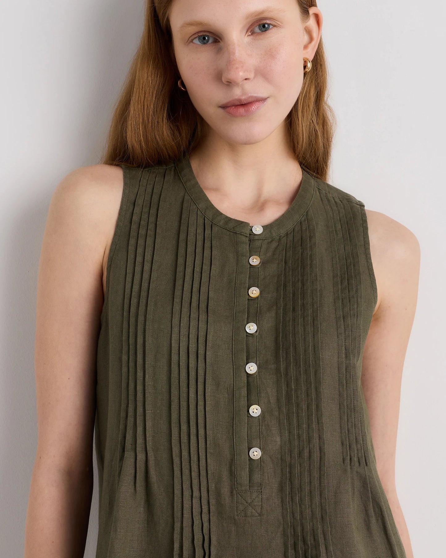 100% European Linen Sleeveless Swing Dress - XS / Classic Mini Gingham