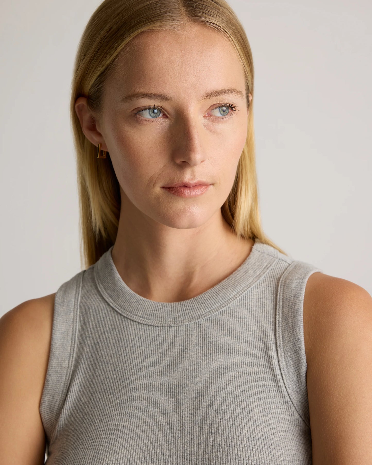 Organic Cotton Micro-Rib Cropped Cutaway Tank - XS / Heather Oatmeal