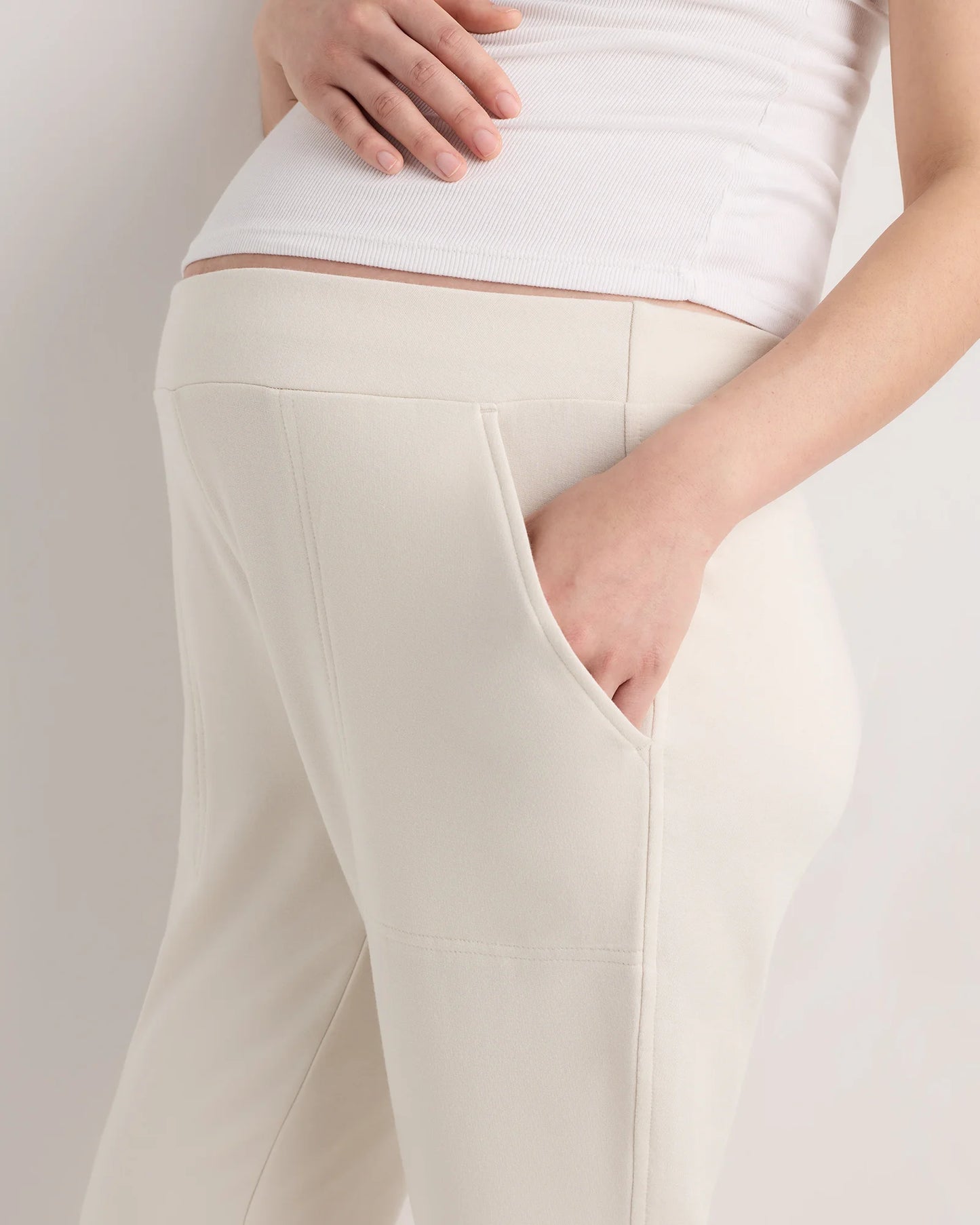 SuperSoft Fleece Maternity Joggers - XS / Off-White
