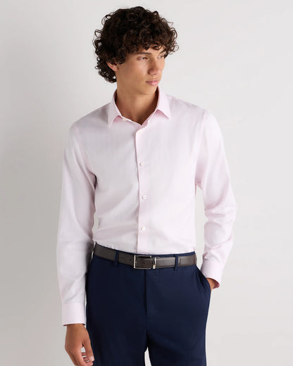Supima Cotton Herringbone Dress Shirt - S / Blue Stripe