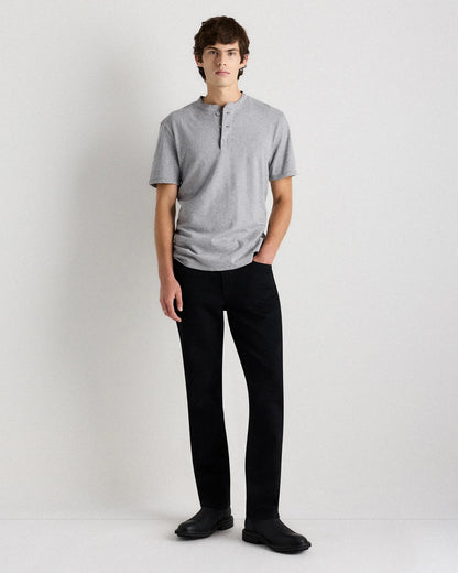 100% Organic Cotton Slub Henley Tee - S / Heather Grey