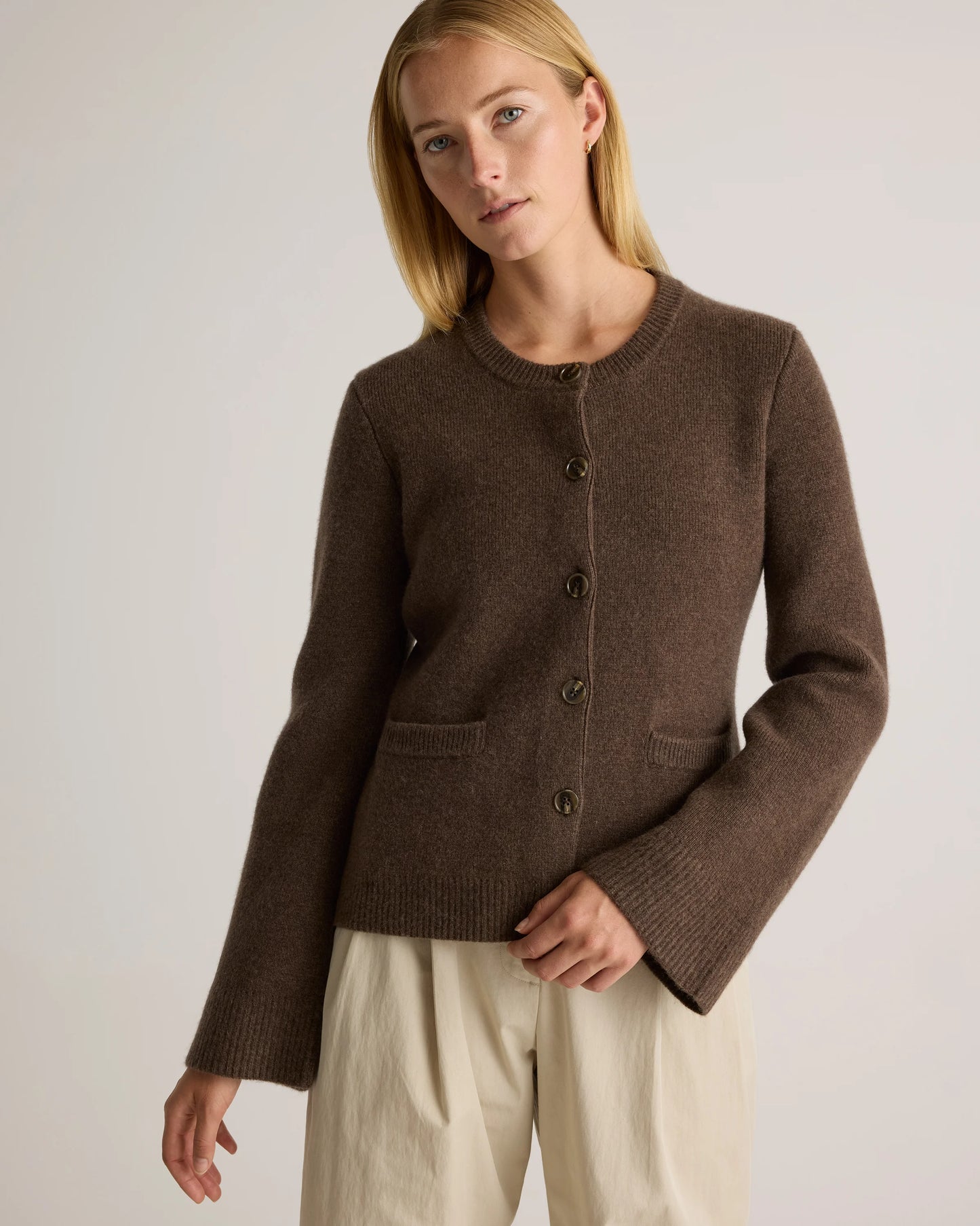 Mongolian Cashmere Structured Cardigan - XS / Oatmeal