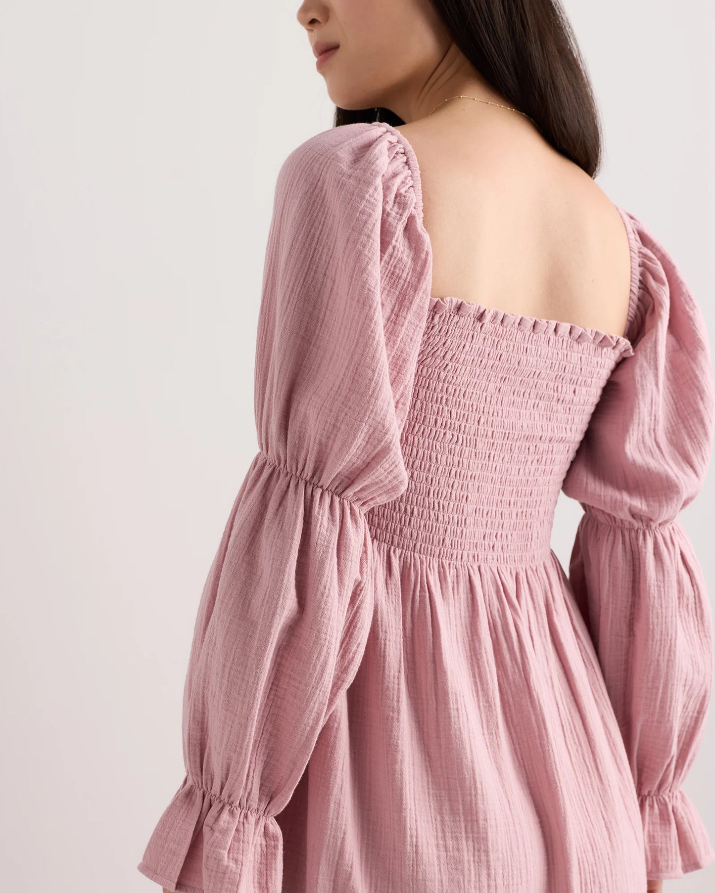 100% Organic Cotton Gauze Maternity Smocked Midi Dress - XS / Wild Cherry