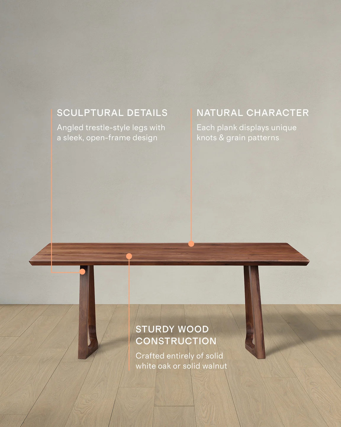 Solid Wood Midcentury Dining Table - One Size / Brown Walnut