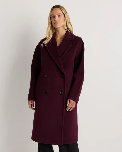 Wool Cashmere Double-Breasted Slouch Coat - XS / Winetasting