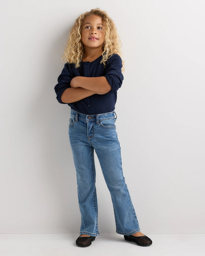 Girls Stretch Flare Jeans - 2T / Medium Wash