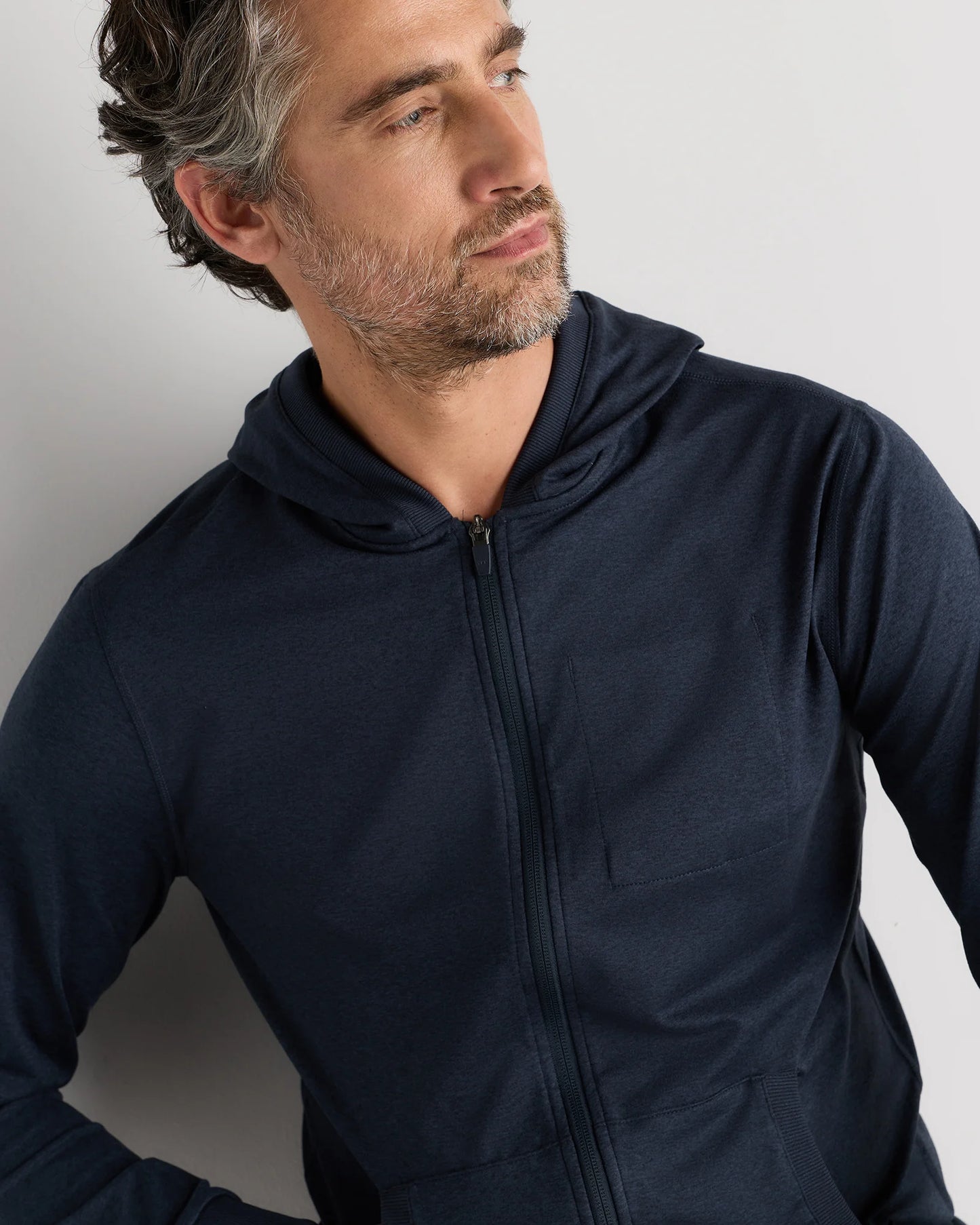 Flowknit Performance Full-Zip Chest Pocket Hoodie - XS / Heather Deep Navy