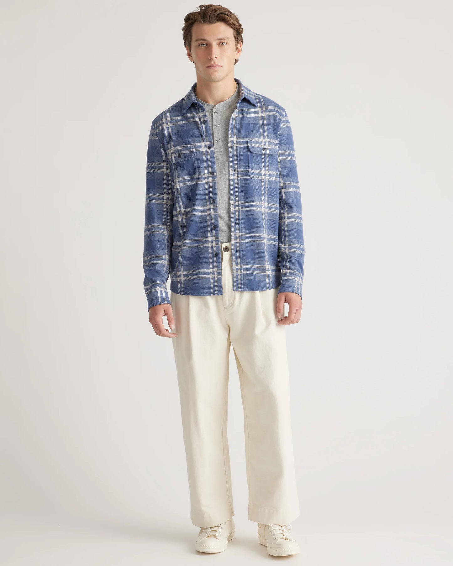 Stretch Sweater Fleece Shirt - S / Off-White