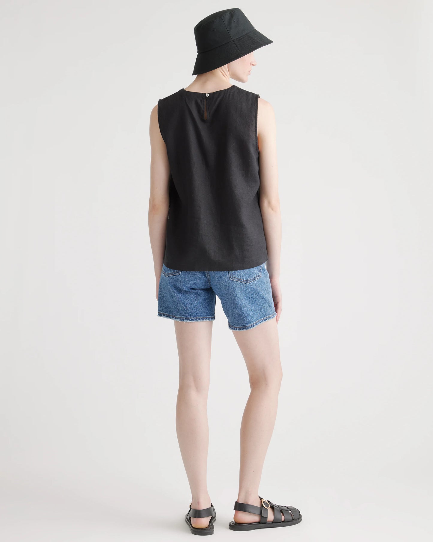 100% European Linen Tank - XS / Black