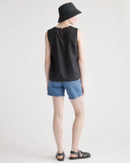 100% European Linen Tank - XS / Black