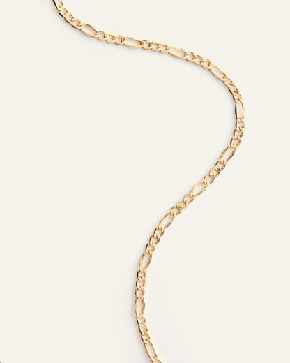 10K Gold Figaro Chain Necklace - 16" / Yellow Gold