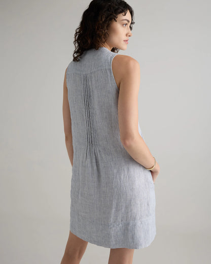 100% European Linen Sleeveless Swing Dress - XS / Classic Mini Gingham