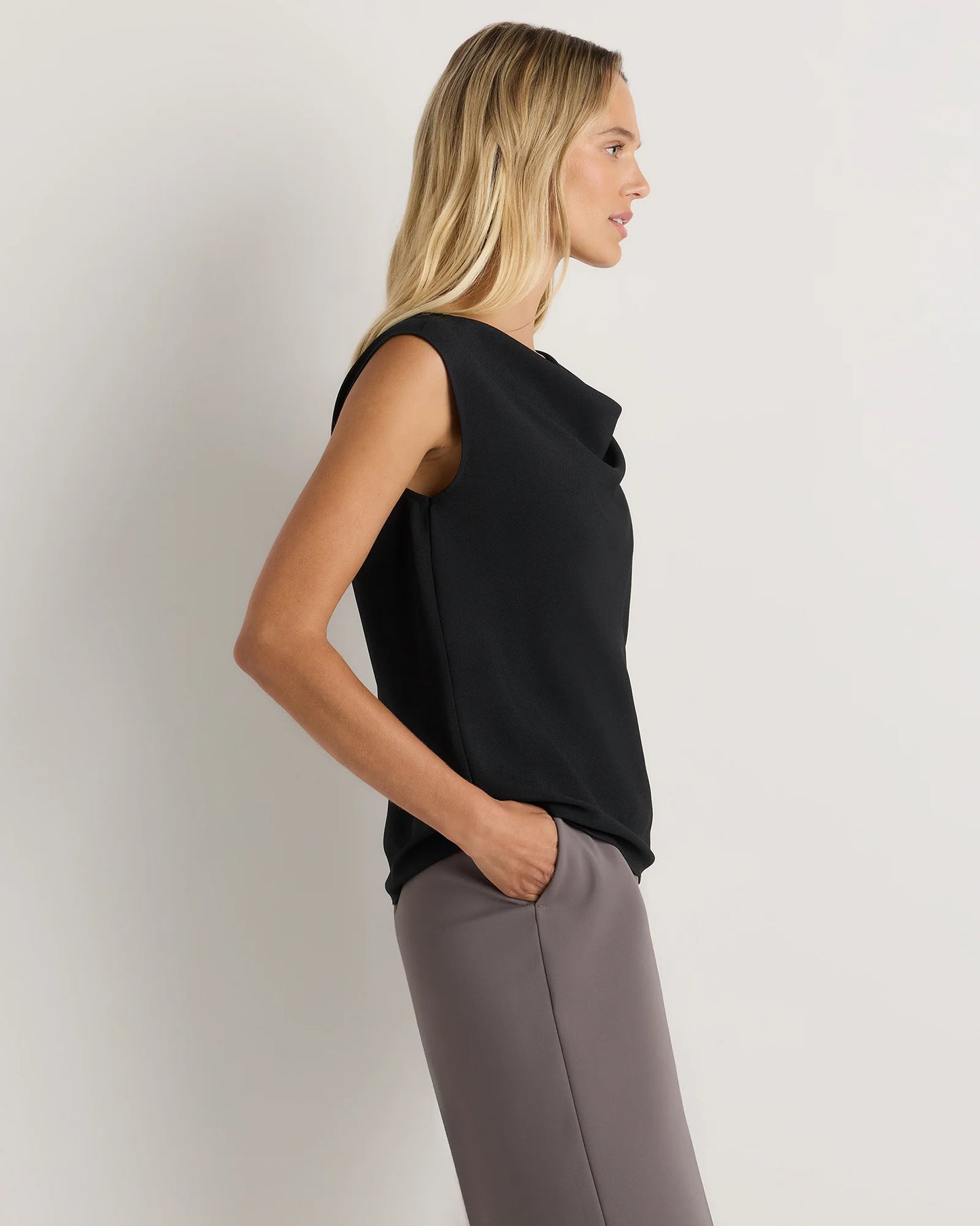 Draped Matte Cowl Neck Tank - XS / Porcelain Ivory