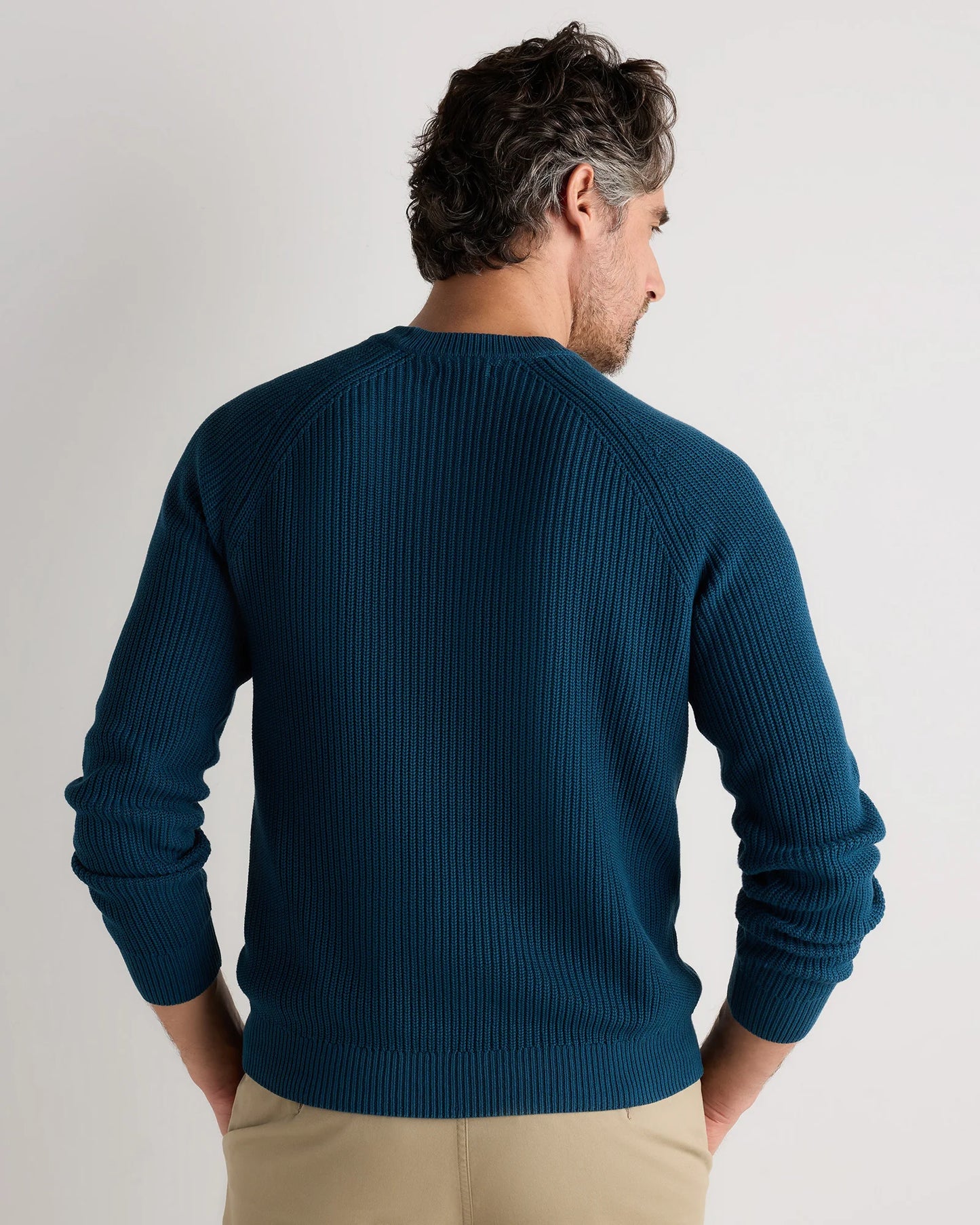 100% Organic Cotton Ribbed Crewneck Sweater - XS / Bahia Blue