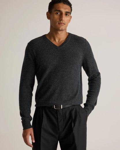 Mongolian Cashmere V-Neck Sweater - S / Oatmeal