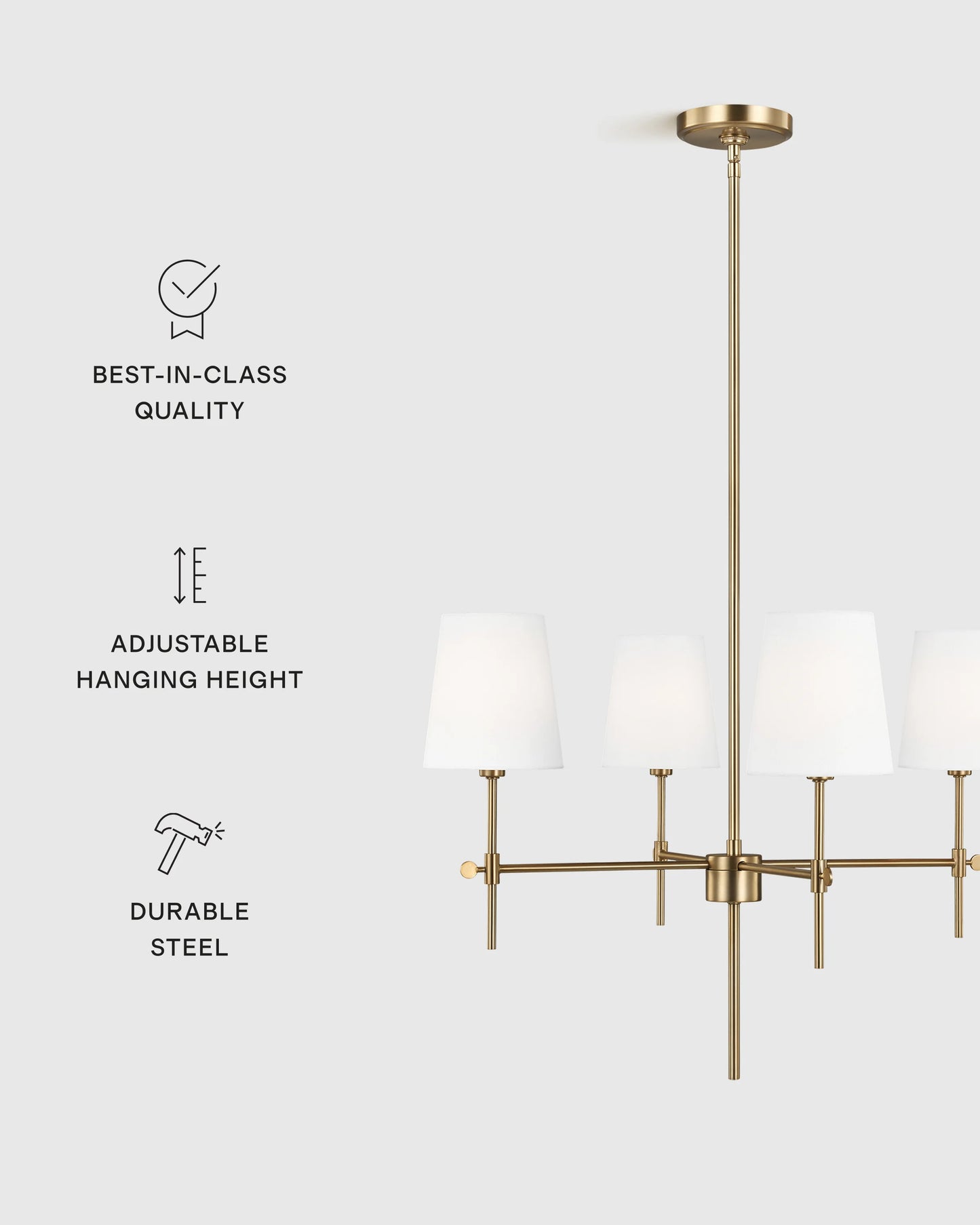 Linear Steel Chandelier with Linen Shades - Small / Black