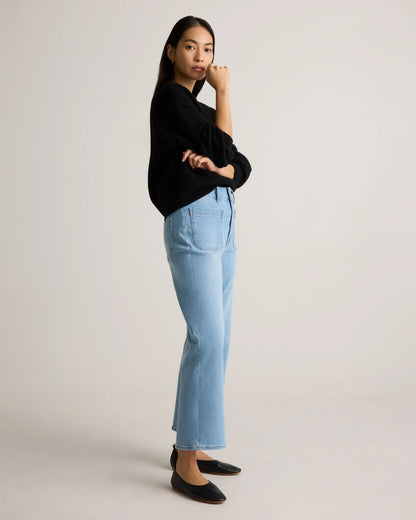 Bella Stretch Patch Pocket Wide Leg Jeans - 24 / Deep Sea Blue