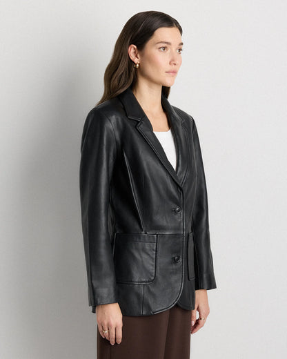 100% Leather Blazer - XS / Rich Brown