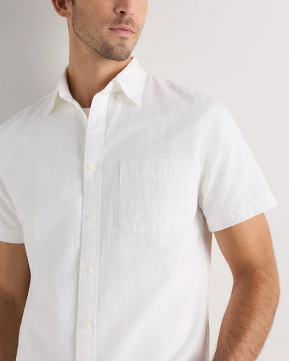 100% Organic Cotton Seersucker Short Sleeve Shirt - S / White