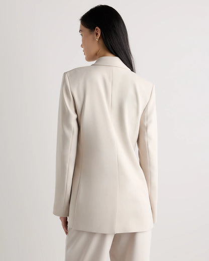 Stretch Crepe Relaxed Double-Breasted Blazer - XS / Sand