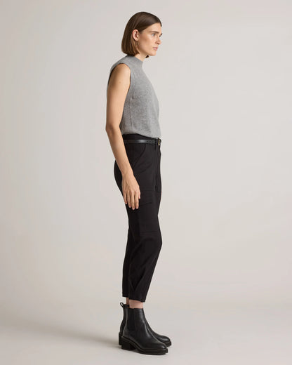 Ultra-Stretch Ponte Tapered Cargo Pants - XS / Black