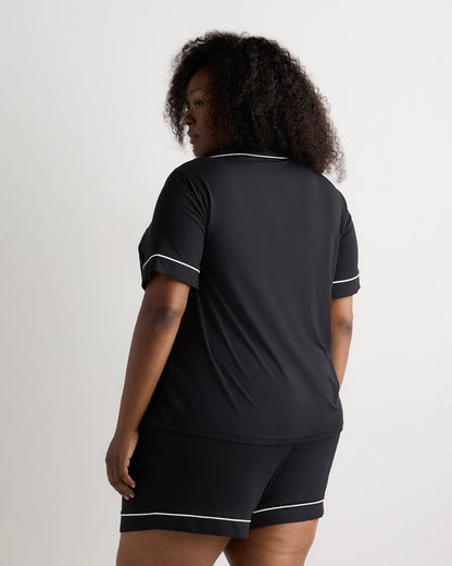 Bamboo Jersey Short Sleeve Pajama Set - 1X / Black
