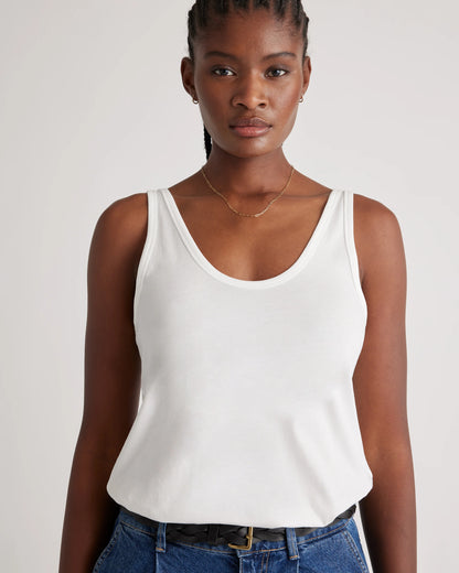 Cotton Modal Double Scoop Neck Tank - XS / Navy