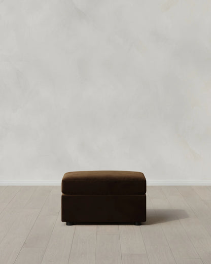 Brennan Ottoman in Performance Velvet - One Size / Taupe