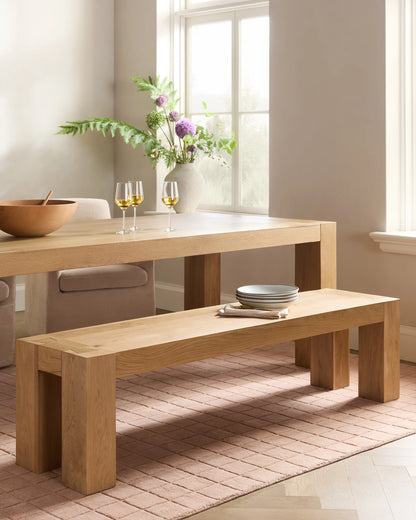 Reclaimed Oak Parsons Dining Bench - One Size / Weathered Oak