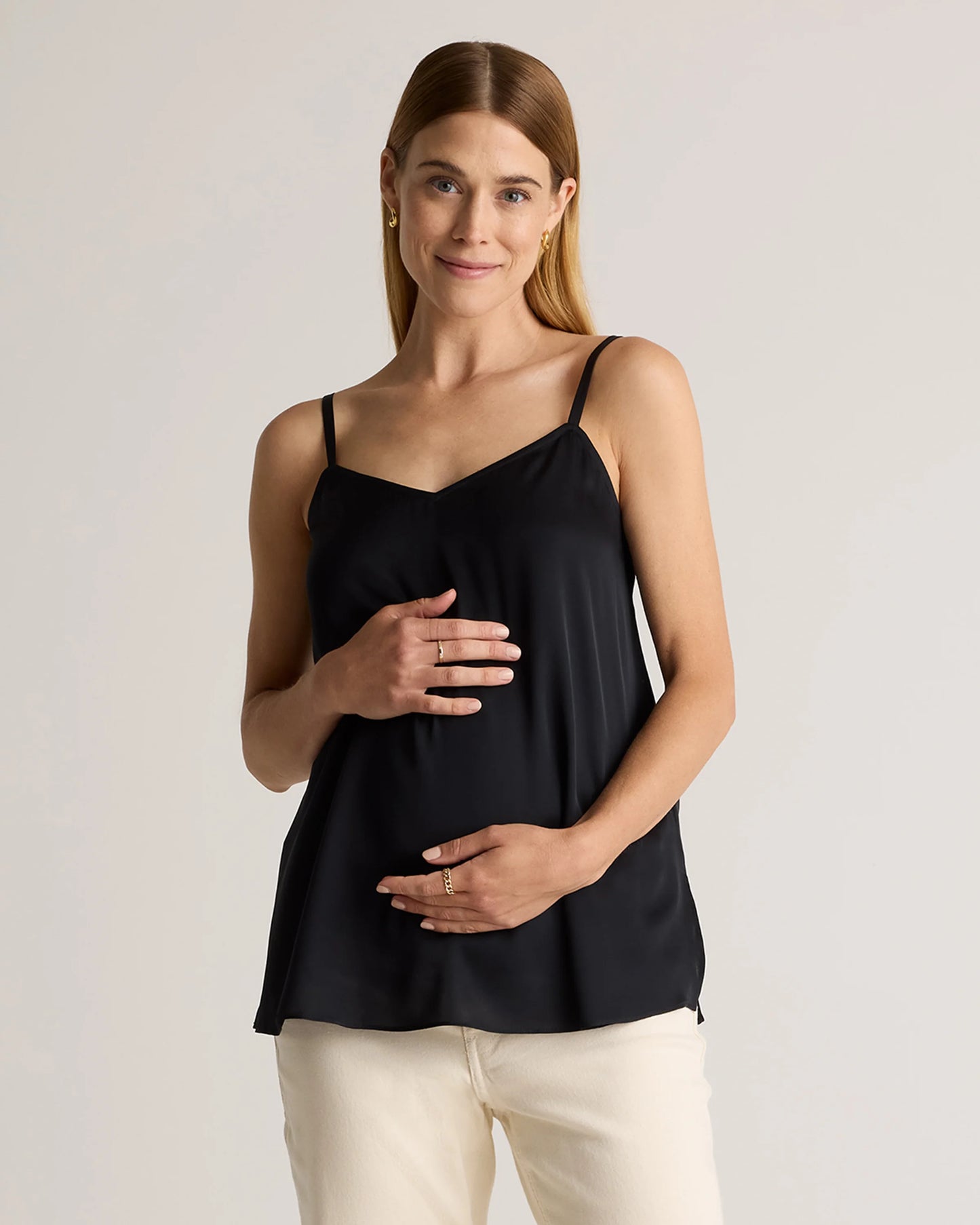 Washable Stretch Silk V-Neck Maternity Cami - XS / Moonstone Blue